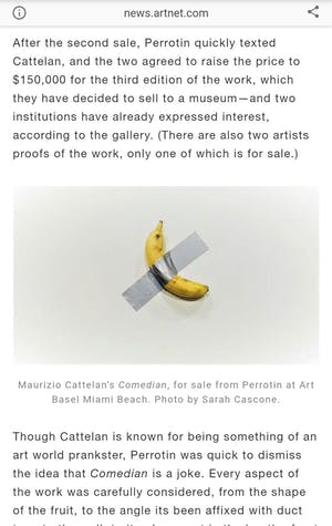 Niet of onleesbaar gesigneerd - Naar Maurizio Cattelan’s “Comedian”, fruitvormig object met tape kopen? Bied vanaf 1!