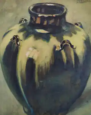 Joep Nicolas - Gouache - Vaas - Gesigneerd en gedateerd verkocht voor € 67!