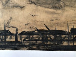 Jos Mous - tekening Haven Grote tekening - 100 cm x 70 cm kopen? Bied vanaf 50!