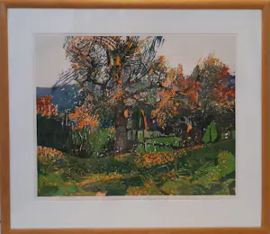 Vincent van Ojen - Houtsnede, Herfstlandschap - Ingelijst (Groot) kopen? Bied vanaf 100!