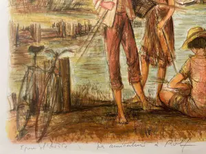 Jaques Lalande - Litho, Titel, Les petits pecheurs. kopen? Bied vanaf 50!