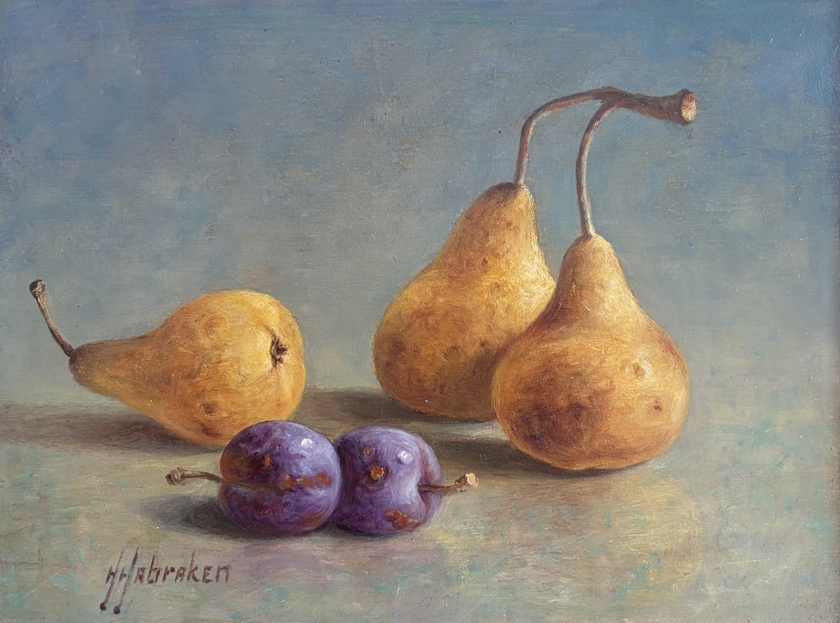 Hans Habraken - Stilleven met peren en pruimen kopen? Bied vanaf 375!