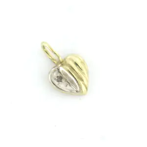 14k bicolor gouden hanger in een vorm van een hart met diamant kopen? Bied vanaf 35!