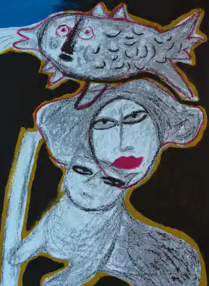 Corneille - Litho: Femme entre chat et oiseau - 1994 kopen? Bied vanaf 225!