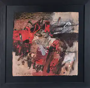Georg Brandner - Gemengde techniek, Fusion 1 - Ingelijst verkocht voor € 100!