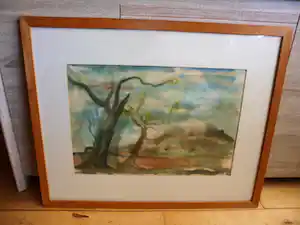 Christina Sicking - Aquarel. Landschap met bomen. verkocht voor € 35!