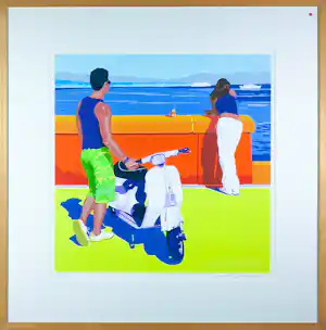 Marco Kooiman - Zeefdruk, Rivièra - Ingelijst verkocht voor € 60!