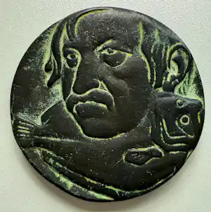 Frank Letterie - bronzen penning | 'De bot / Günter Grass' | 1984 (PENNINGKUNST) kopen? Bied vanaf 80!