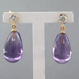 18k gouden oorhangers met amethist en briljant geslepen diamant tot. 0.22ct kopen? Bied vanaf 460!