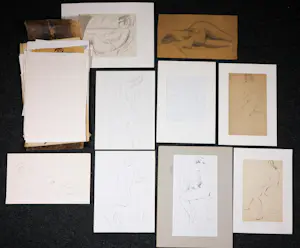 Janus Nuiten - Verschillende technieken, Lot van 40 schetsen van figuren kopen? Bied vanaf 60!