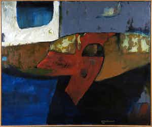 Jos Schimmer - Olieverf op doek, Zonder titel - Ingelijst (Groot) verkocht voor € 240!