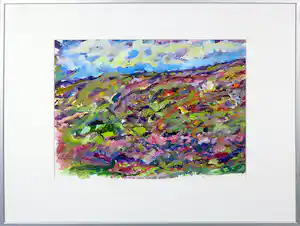 Liz Strick - Olieverf op papier, Zonder titel - Ingelijst verkocht voor € 35!