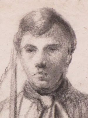 Ferdinand Ernst Lintz - Staande jongeman met werktuig in zijn hand - Tekening kopen? Bied vanaf 30!
