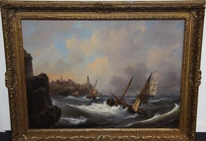 Govert van Emmerik - Schepen op een woeste zee kopen? Bied vanaf 500!