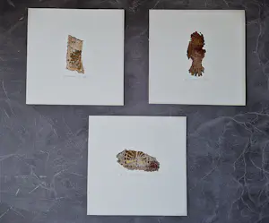 Yoka Voorbach - DRIE abstracte handgekleurde reliëf etsen - zeer kleine oplage (25) kopen? Bied vanaf 33!