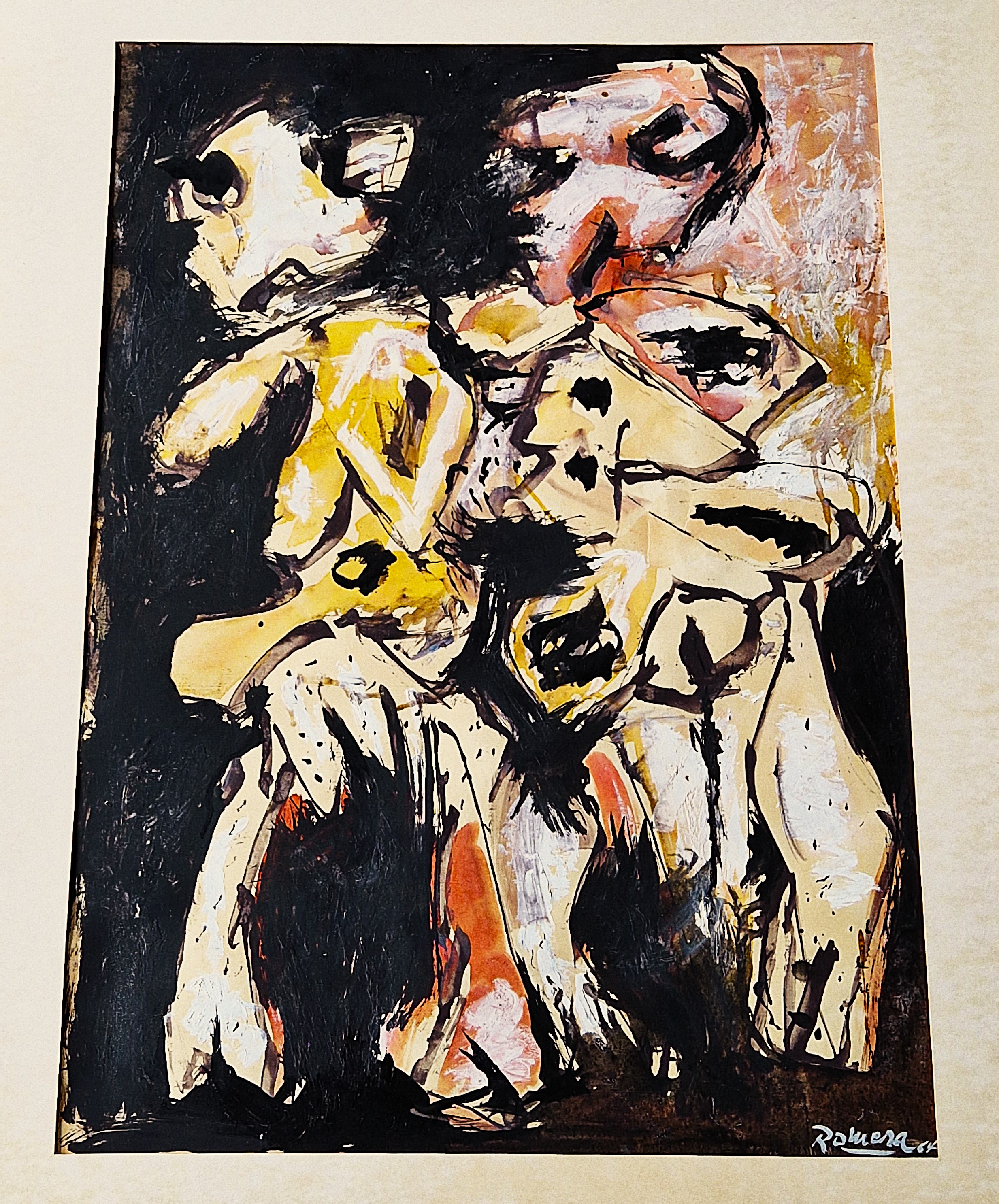Julio Romera - Groot, in 1964 expressionistisch geschilderde gouache op papier - gesigneerd kopen? Bied vanaf 168!