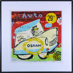 Jacob Herskind - Zeefdruk, Osram - ingelijst verkocht voor € 35!