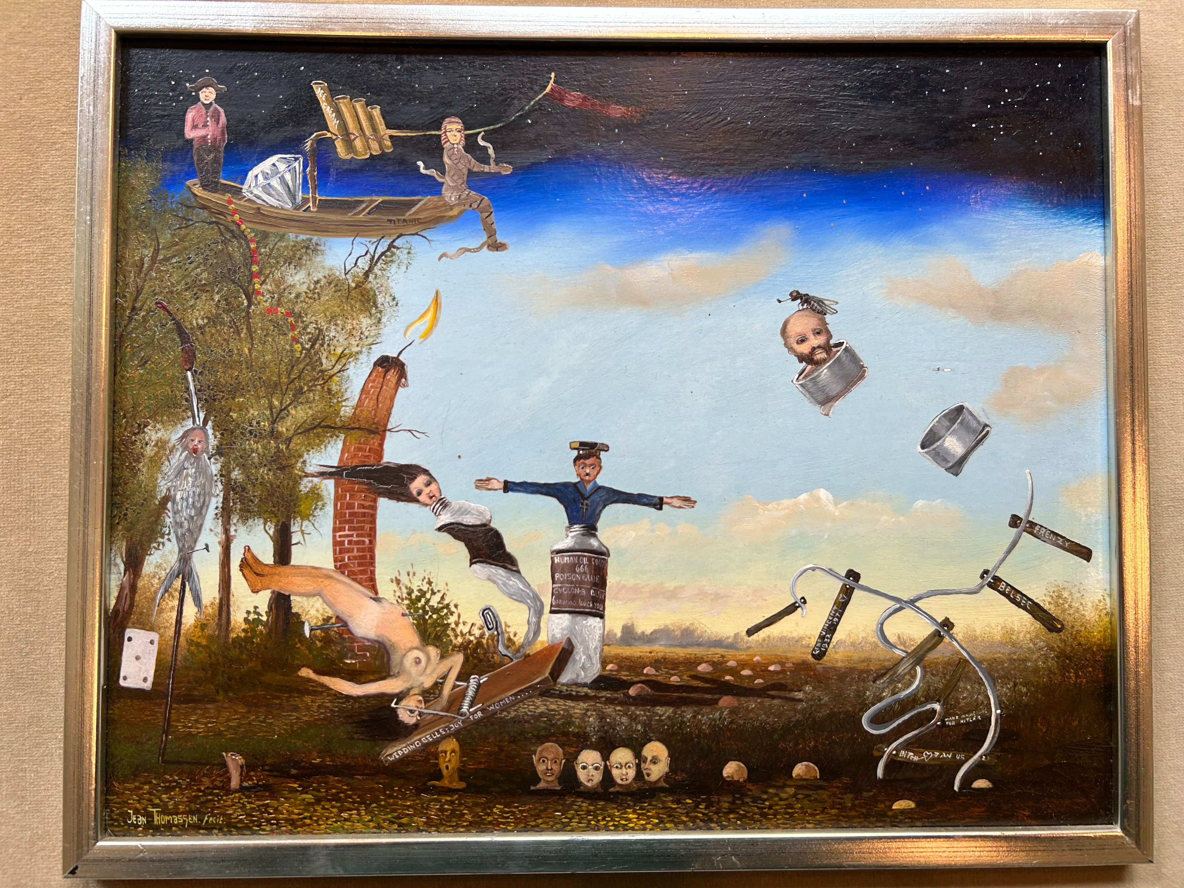 Jean Thomassen - Landschap met absurdistische personages kopen? Bied vanaf 350!