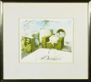 Nicolaas Wijnberg - Litho, Zonder titel - Ingelijst verkocht voor € 50!