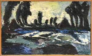 Berry Brugman - Olieverf op doek, Landschap - Ingelijst verkocht voor € 100!
