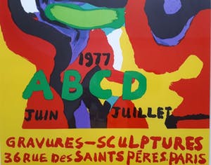 Karel Appel - Affiche tentoonstelling Parijs Zomer 1977 - ingelijst - zeer zeldzaam kopen? Bied vanaf 120!