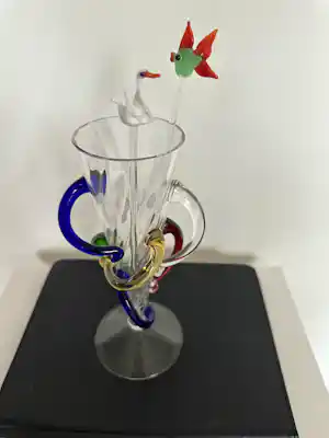 Borek Sipek - 2 sierglazen met ornamenten in diverse kleuren. verkocht voor € 175!