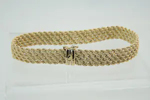 27 - Sierlijke 18 Krt geel-gouden dames armband - fantasie schakel - ZGAN kopen? Bied vanaf 410!