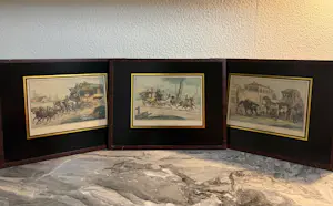 Victor Adam - Triptiek van 3 x 19e-eeuwse Handgekleurde Lithografieën (Paardenkoetsen) kopen? Bied vanaf 240!