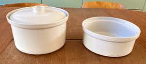 Kaj Franck - Witte stapelbare schalen - servies Kilta/Teema - Arabia Finland verkocht voor € 5!
