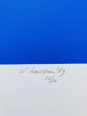 Willem Hussem - Compositie met gekruiste lijnen in blauw, zwart en groen kopen? Bied vanaf 225!