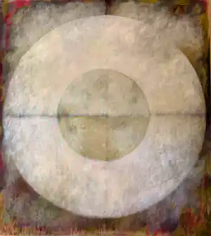 Ton Frenken - Olieverf op doek, 'Witte Cirkel' - 1990/2002 verkocht voor € 1750!