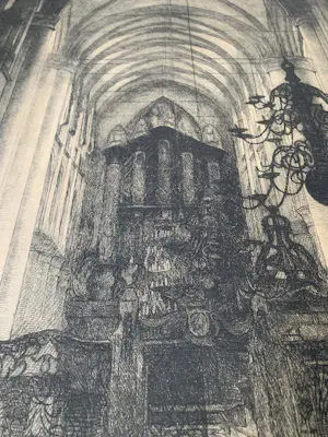 Antoon Derkzen van Angeren - Grote Kerk Dordrecht - grote litho - proef kopen? Bied vanaf 59!