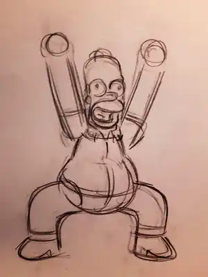 Matt Groening - originele productietekening The Simpsons, Homer ingelijst + Certificaat verkocht voor € 180!