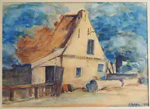 Bert Robbe - Ingelijste aquarel , Oud Commandeurshuisje Ameland – 1934 verkocht voor € 50!