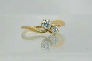 73 - Chique 20 Krt geel gouden slag-ring met ca 0.50 ct briljant - klein model kopen? Bied vanaf 380!