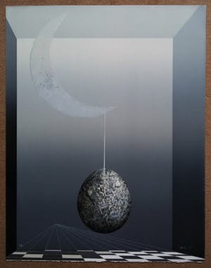 Andres Segovia - Geometrisch surrealistische voorstelling, litho (groot) kopen? Bied vanaf 60!