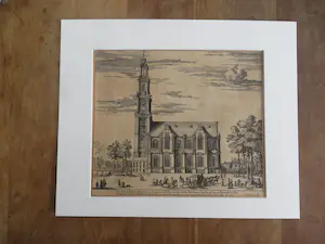 Niet of onleesbaar gesigneerd - Gezicht op de Westerkerk te Amsterdam, 1726 kopen? Bied vanaf 1!