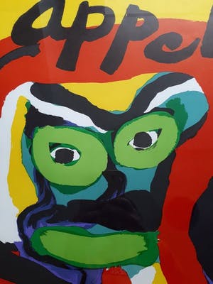 Karel Appel - Affiche tentoonstelling Parijs Zomer 1977 - ingelijst - zeer zeldzaam kopen? Bied vanaf 120!