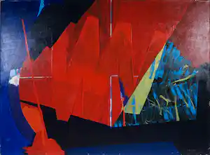 Peter van Oorde - Acrylverf op doek, Abstracte compositie (Groot) verkocht voor € 60!