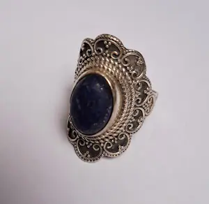 nieuwe Handgemaakte  zilveren ring met blauwe lapis lazuli kopen? Bied vanaf 50!