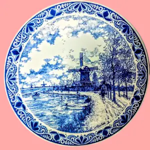 Chemkefa - Wandteller Keramik Delft Blauw Dekor Winterlandschaft nach F.J. du Chattel 70er kopen? Bied vanaf 20!