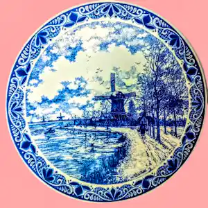 Chemkefa - Wandteller Keramik Delft Blauw Dekor Winterlandschaft nach F.J. du Chattel 70er kopen? Bied vanaf 20!
