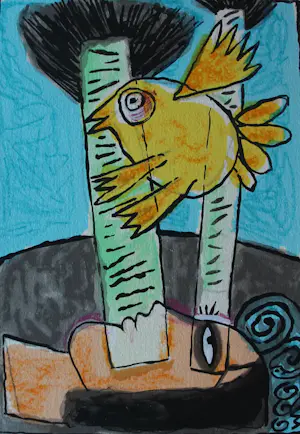 Corneille - Litho: femme et oiseau jaune - 2000 kopen? Bied vanaf 225!