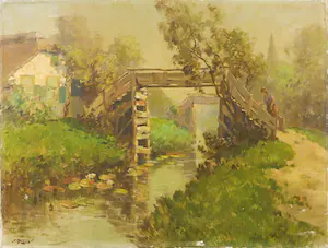 Jan Simon Knikker (jr.) - Olieverf op doek, Bruggetjes in Giethoorn kopen? Bied vanaf 85!
