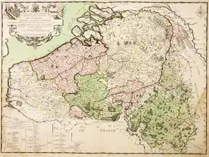Louis Charles Desnos - Handgekleurde gravure, Pays Bas Catholiques connus sous le nom de Flandre verkocht voor € 30!