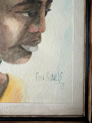René Pauwels - Portretstudie – Originele aquarel – 1971 kopen? Bied vanaf 20!