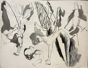Perdok - tekening, gemengde techniek kopen? Bied vanaf 45!