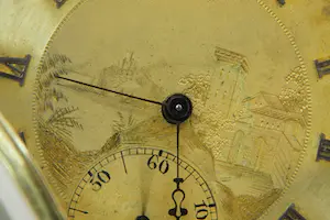 1 - Frankrijk 19e eeuws 18kt gouden horloge met fraai gegraveerde wijzerplaat kopen? Bied vanaf 350!