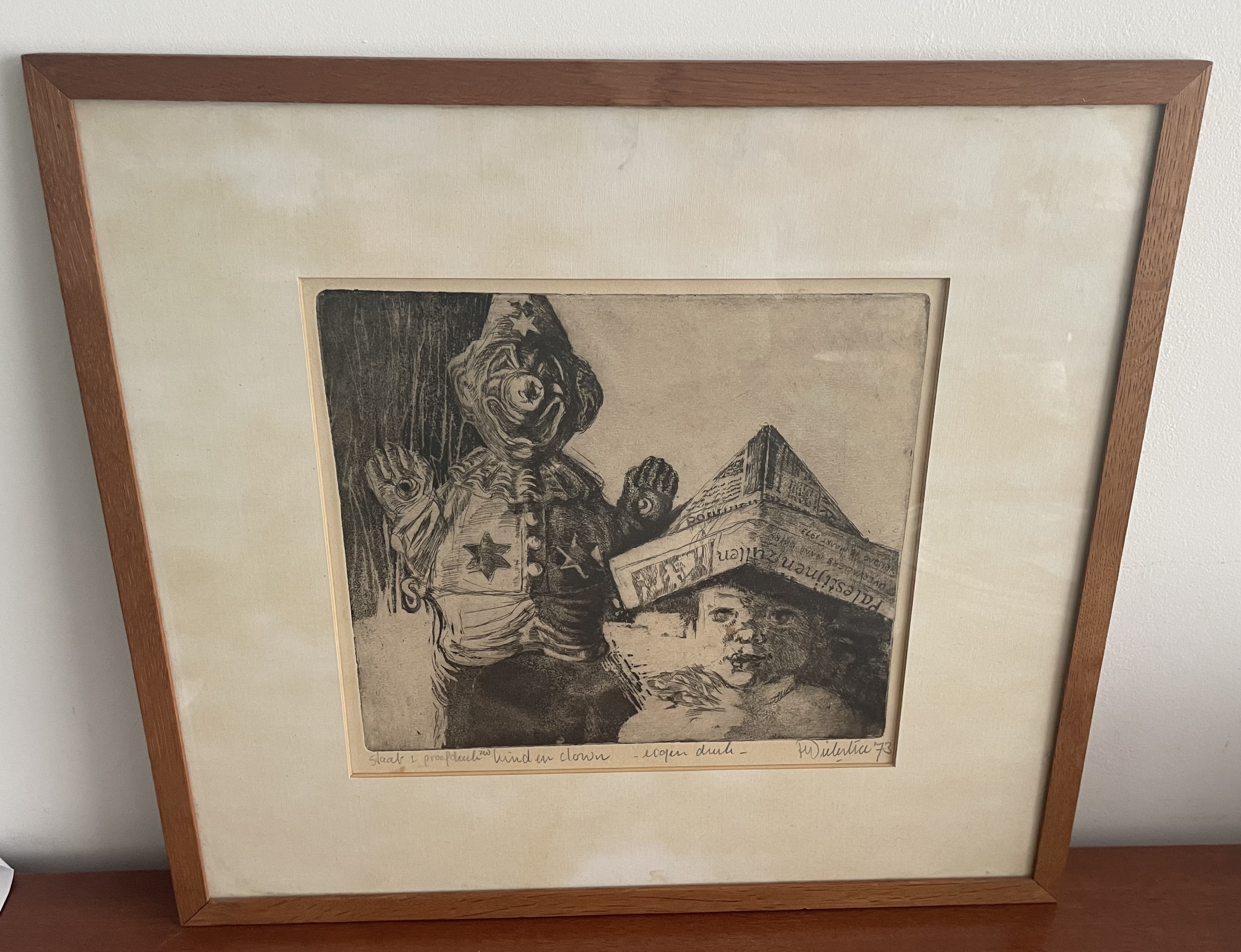 Ton Diekstra - Ets Kind en Clown 1e Proefdruk - Eigen druk - 1973 kopen? Bied vanaf 20!