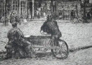 Gerrit Haverkamp - Antwerpen: Veemarkt met de St Pauluskerk - ets uit 1912 - fraai ingelijst kopen? Bied vanaf 65!